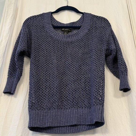 INC International Concepts Metalic Shimmer Size XS Women’s Open Knit Fishnet Top - Picture 9 of 10